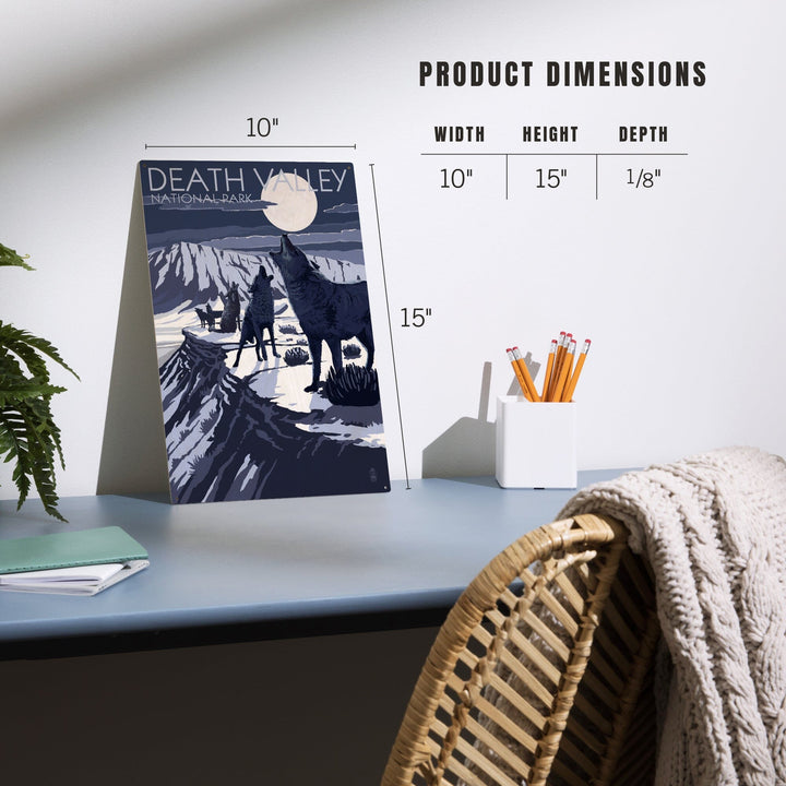 Wolves and Full Moon, Death Valley National Park, Wood Signs and Postcards Wood Lantern Press