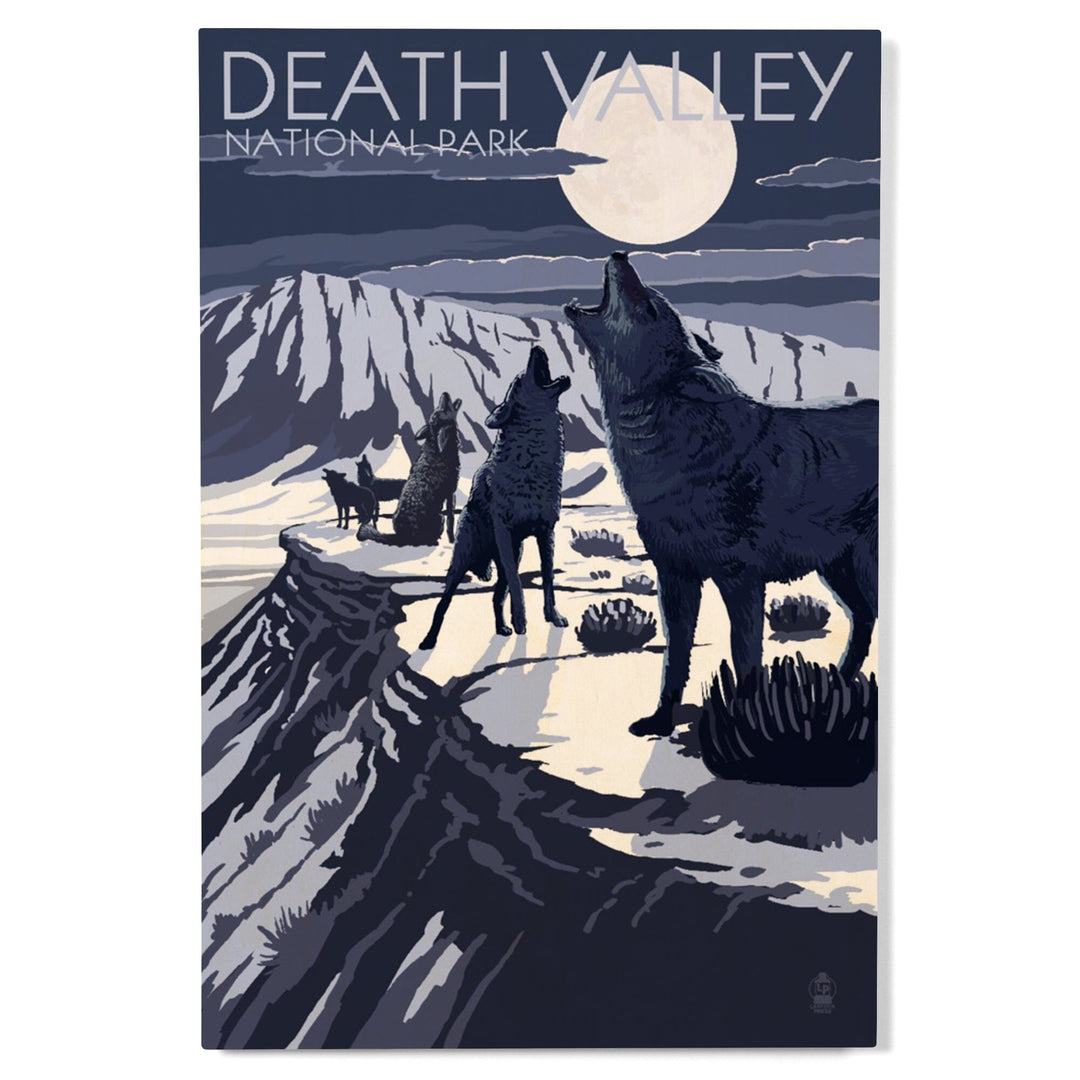 Wolves and Full Moon, Death Valley National Park, Wood Signs and Postcards Wood Lantern Press