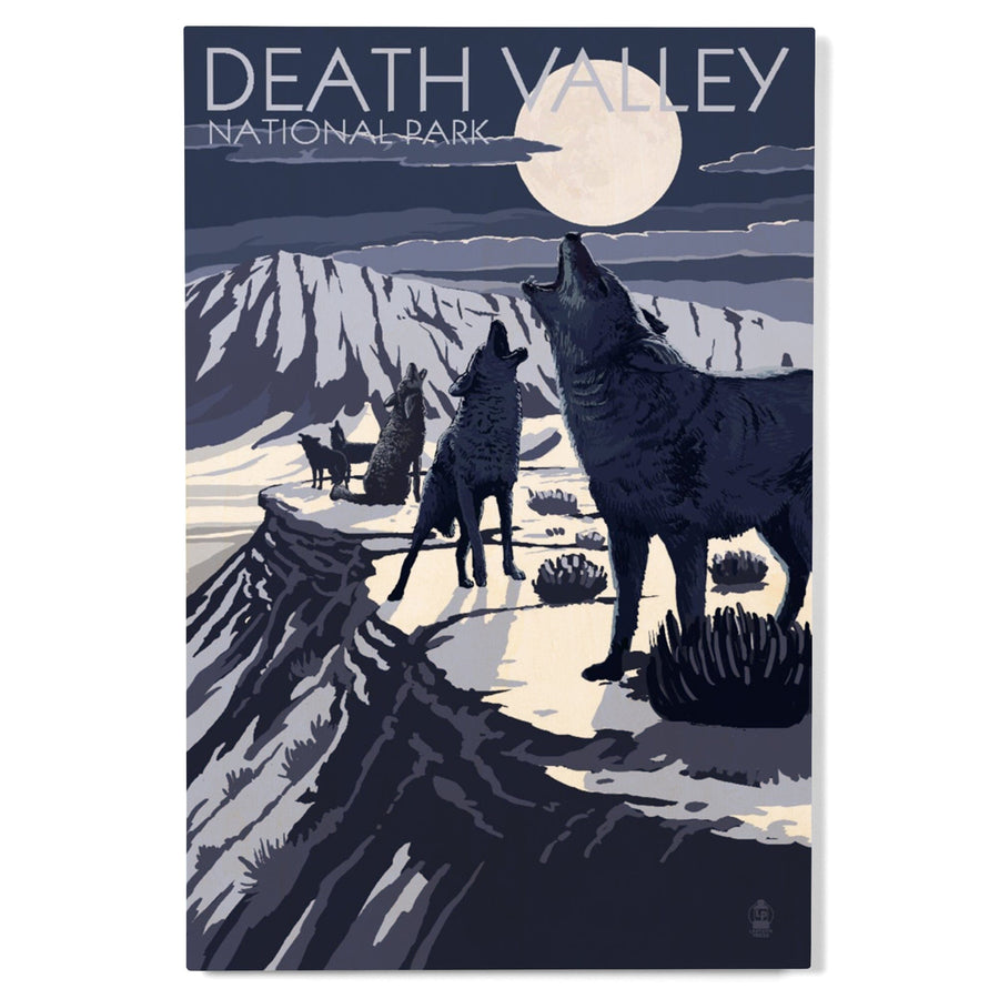 Wolves and Full Moon, Death Valley National Park, Wood Signs and Postcards Wood Lantern Press