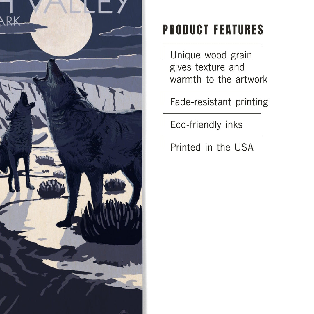 Wolves and Full Moon, Death Valley National Park, Wood Signs and Postcards Wood Lantern Press