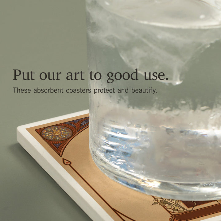 Woman and Bird, Art Nouveau, Coasters Coasters Lantern Press