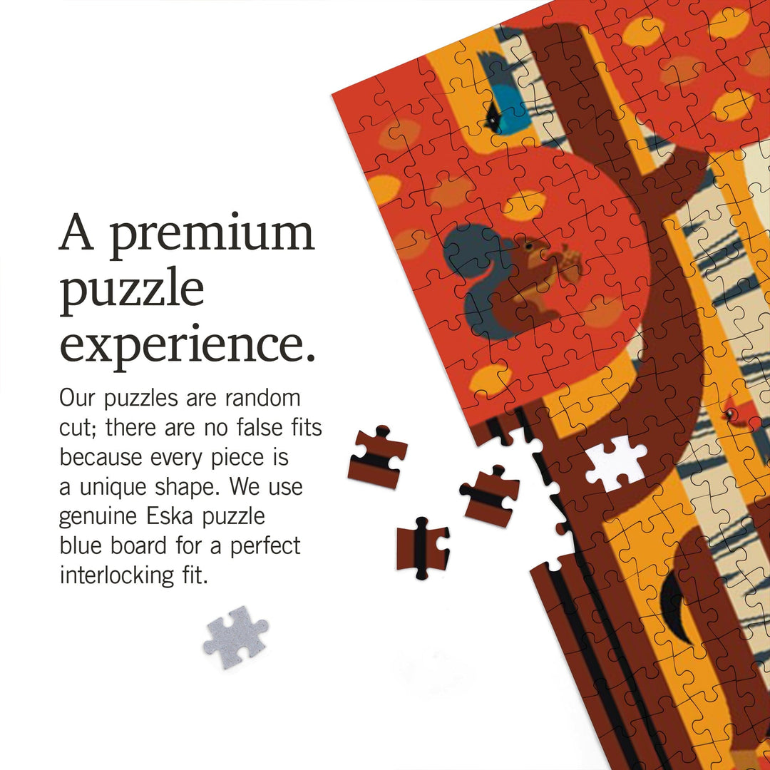 Woodland Forest Animals, Geometric, Jigsaw Puzzle Puzzle Lantern Press