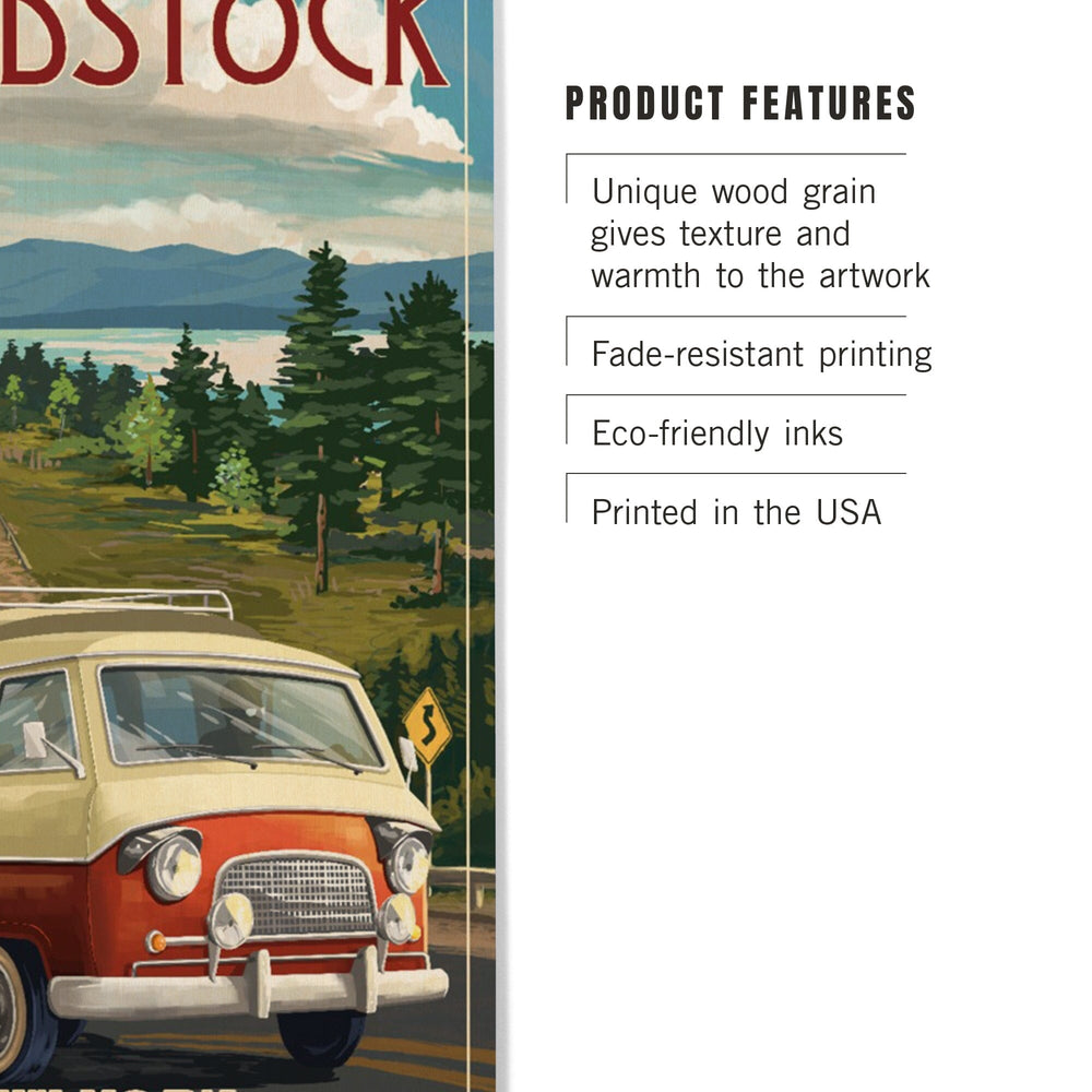Woodstock, New York, Camper Van, Lantern Press Artwork, Wood Signs and Postcards Wood Lantern Press