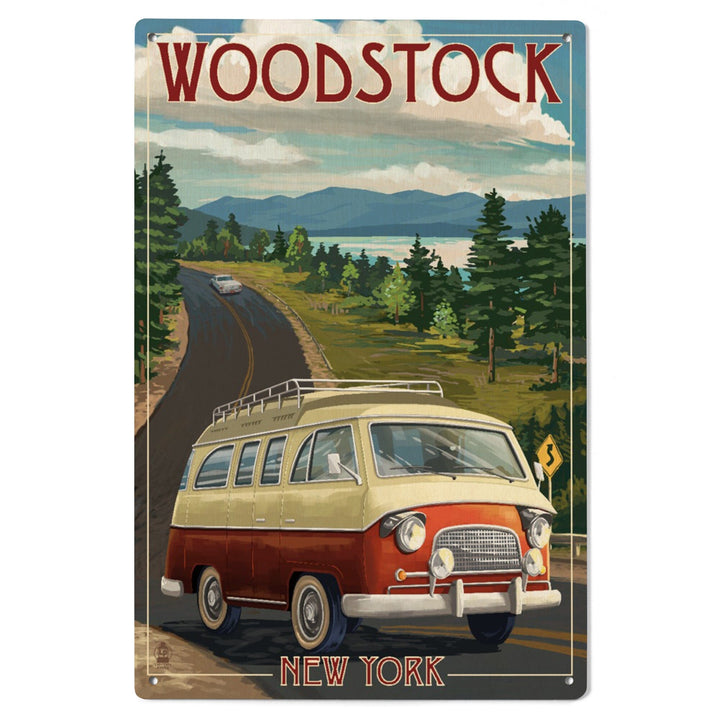 Woodstock, New York, Camper Van, Lantern Press Artwork, Wood Signs and Postcards Wood Lantern Press
