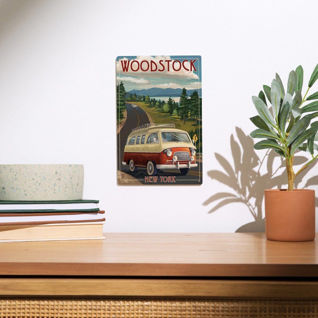 Woodstock, New York, Camper Van, Lantern Press Artwork, Wood Signs and Postcards Wood Lantern Press