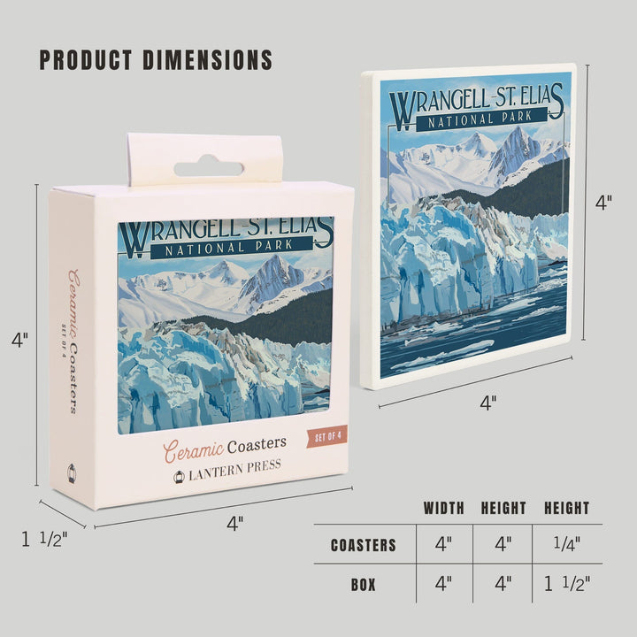 Wrangell, St. Elias National Park, Alaska, Glacier, Coasters Coasters Lantern Press