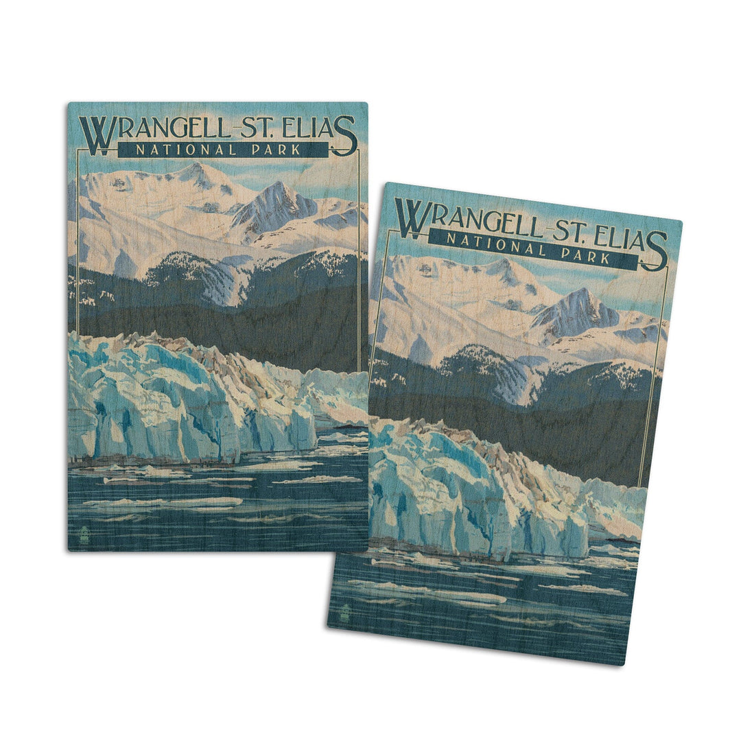 Wrangell, St. Elias National Park, Alaska, Glacier, Lantern Press Artwork, Wood Signs and Postcards Wood Lantern Press 4x6 Wood Postcard Set
