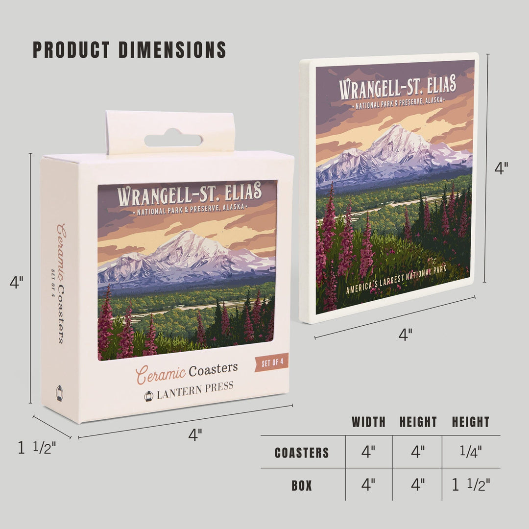 Wrangell-St Elias National Park and Preserve, Alaska, Mount Drum, Painterly, Coasters Coasters Lantern Press