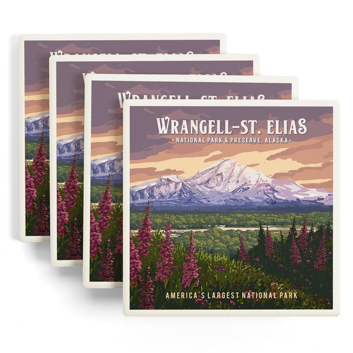 Wrangell-St Elias National Park and Preserve, Alaska, Mount Drum, Painterly, Coasters Coasters Lantern Press