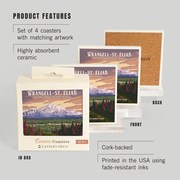 Wrangell-St Elias National Park and Preserve, Alaska, Mount Drum, Painterly, Coasters Coasters Lantern Press