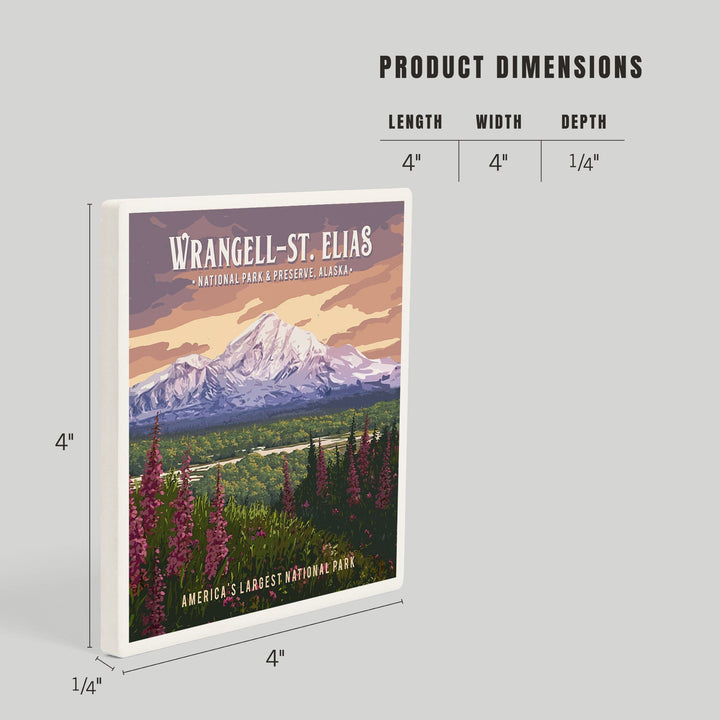 Wrangell-St Elias National Park and Preserve, Alaska, Mount Drum, Painterly, Coasters Coasters Lantern Press