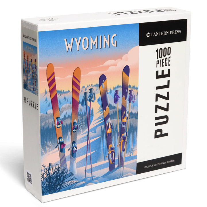 Wyoming, Prepare for Takeoff, Skis in Snowbank, Jigsaw Puzzle Puzzle Lantern Press