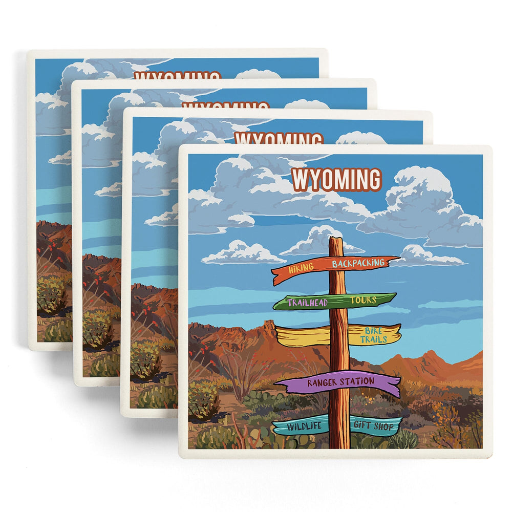 Wyoming, Signpost, Desert, Coasters Coasters Lantern Press
