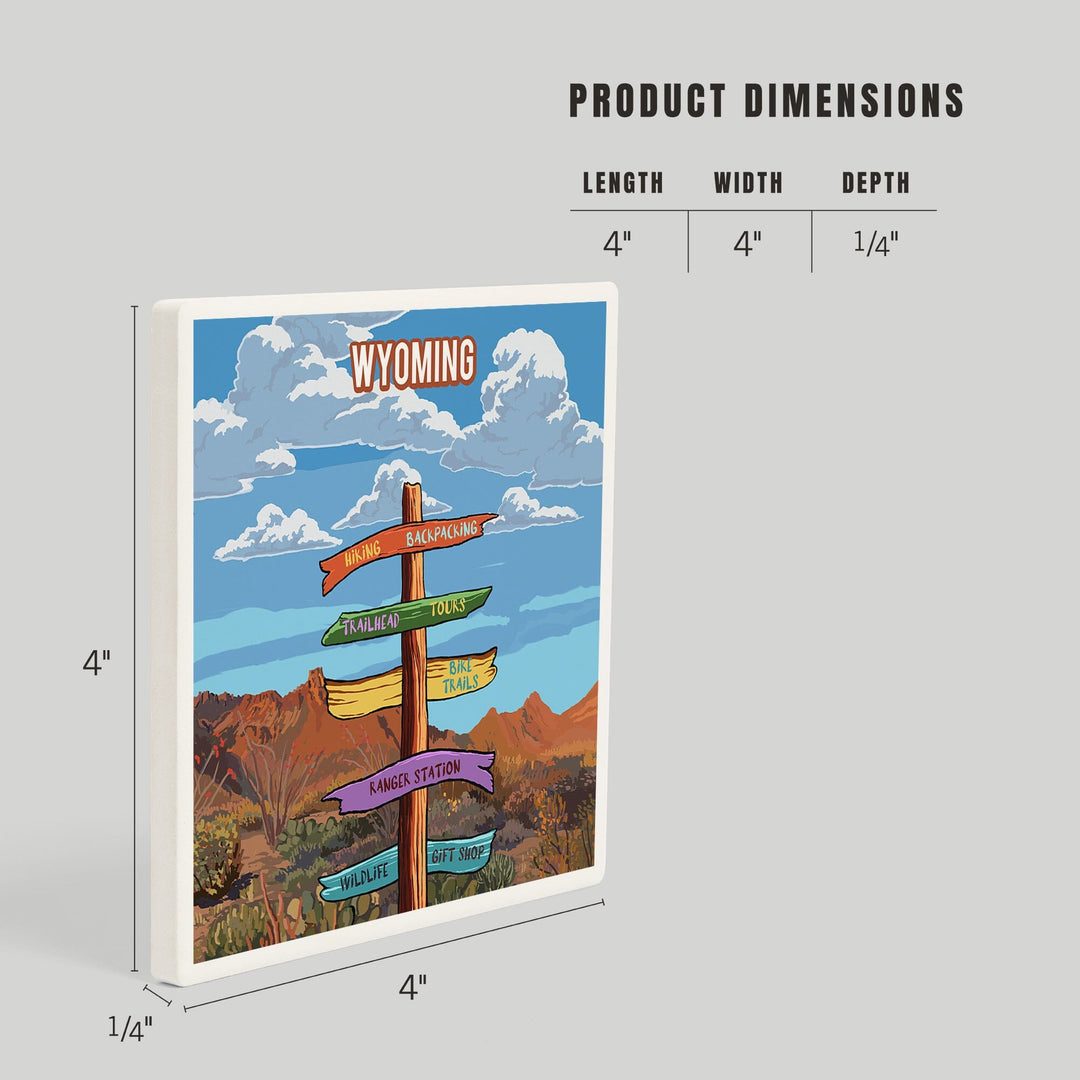 Wyoming, Signpost, Desert, Coasters Coasters Lantern Press