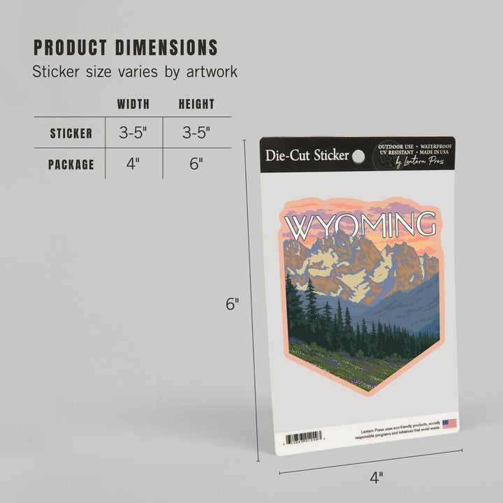 Wyoming, Spring Flowers, Contour, Lantern Press Artwork, Vinyl Sticker Sticker Lantern Press