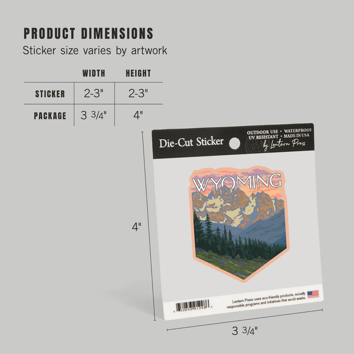 Wyoming, Spring Flowers, Contour, Lantern Press Artwork, Vinyl Sticker Sticker Lantern Press