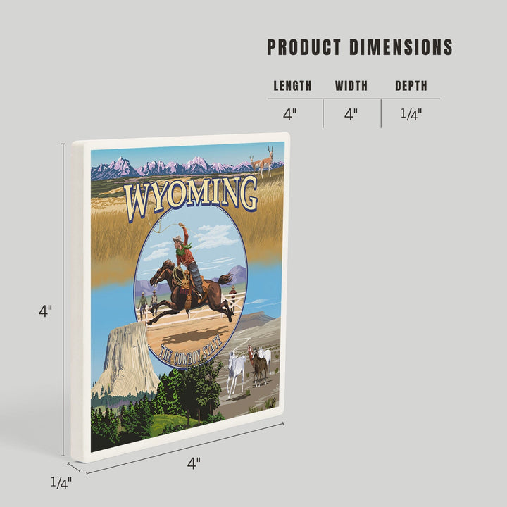 Wyoming State Scenes, Coasters Coasters Lantern Press