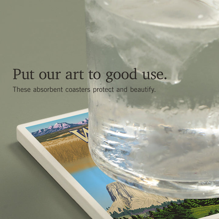 Wyoming State Scenes, Coasters Coasters Lantern Press