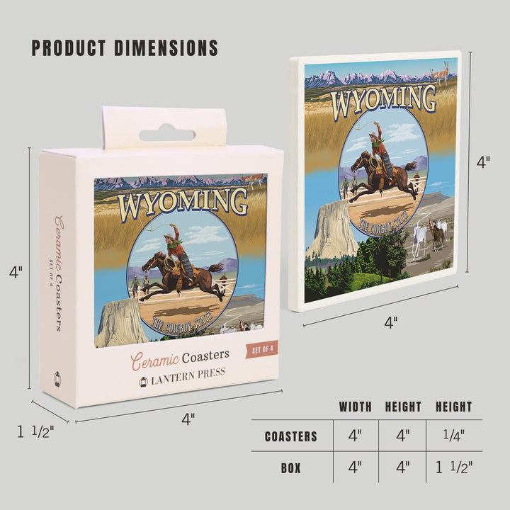 Wyoming State Scenes, Coasters Coasters Lantern Press