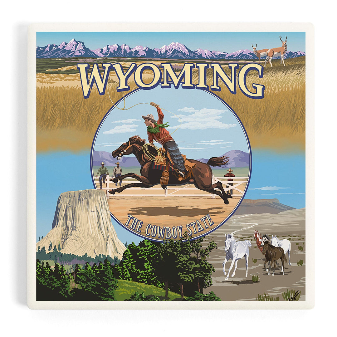 Wyoming State Scenes, Coasters Coasters Lantern Press Coaster