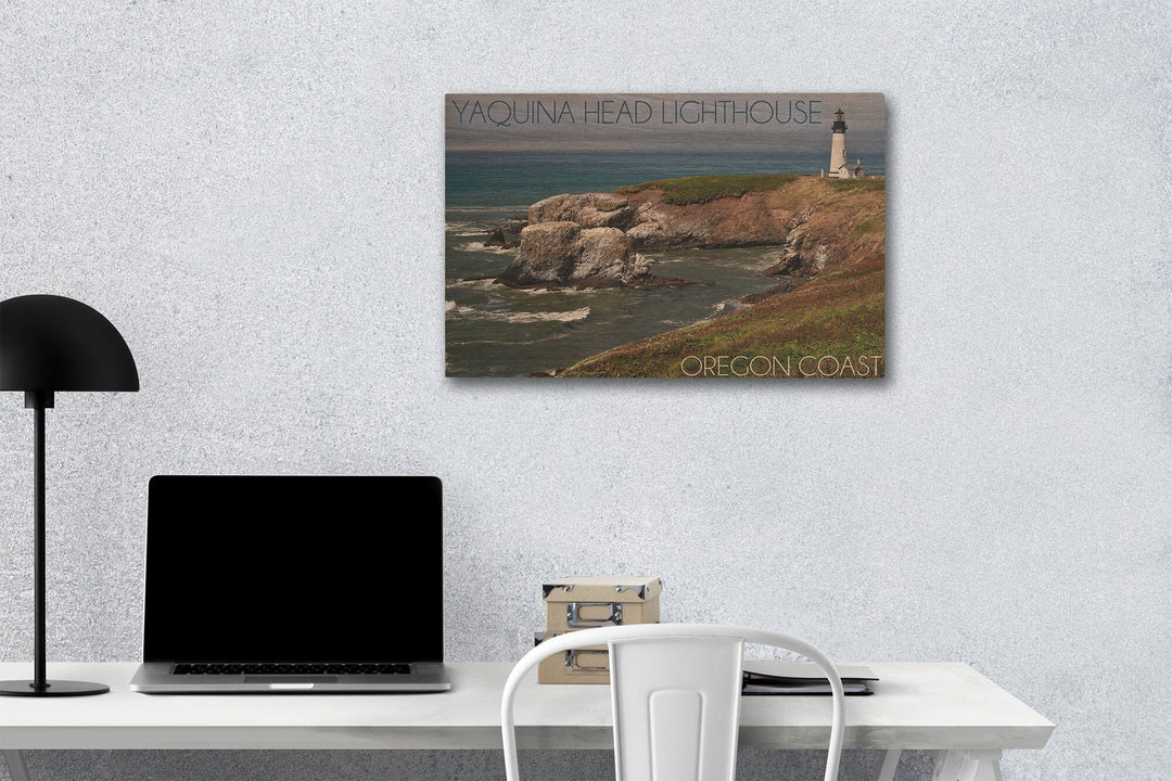 Yaquina Head Lighthouse, Oregon Coast, Lantern Press Photography, Wood Signs and Postcards Wood Lantern Press 12 x 18 Wood Gallery Print