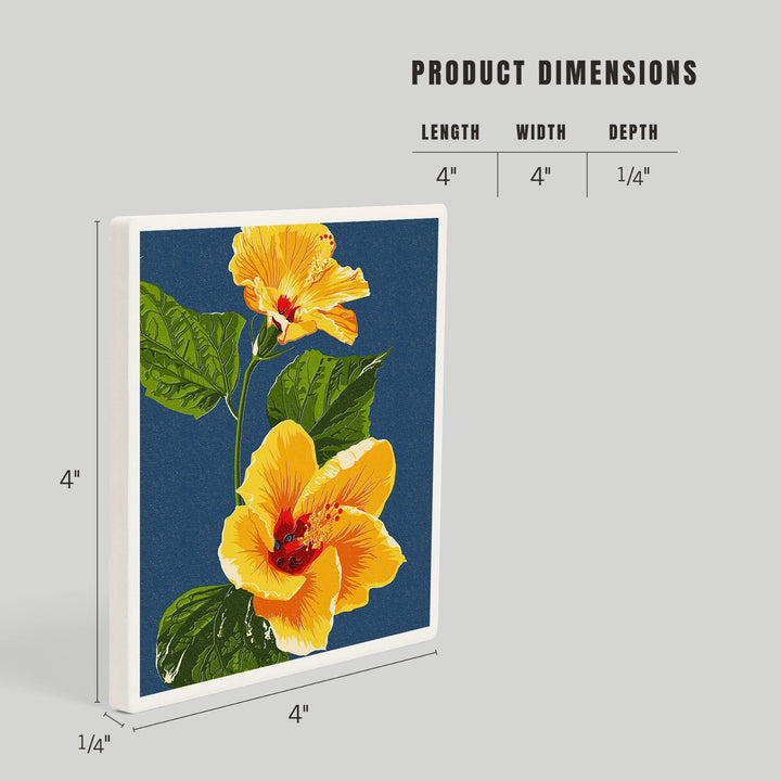 Yellow Hibiscus, Letterpress, Coasters Coasters Lantern Press