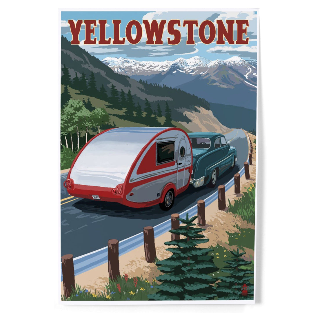 Yellowstone, Montana, Retro Camper, Art & Giclee Prints Art Lantern Press 12 x 18 Art Print