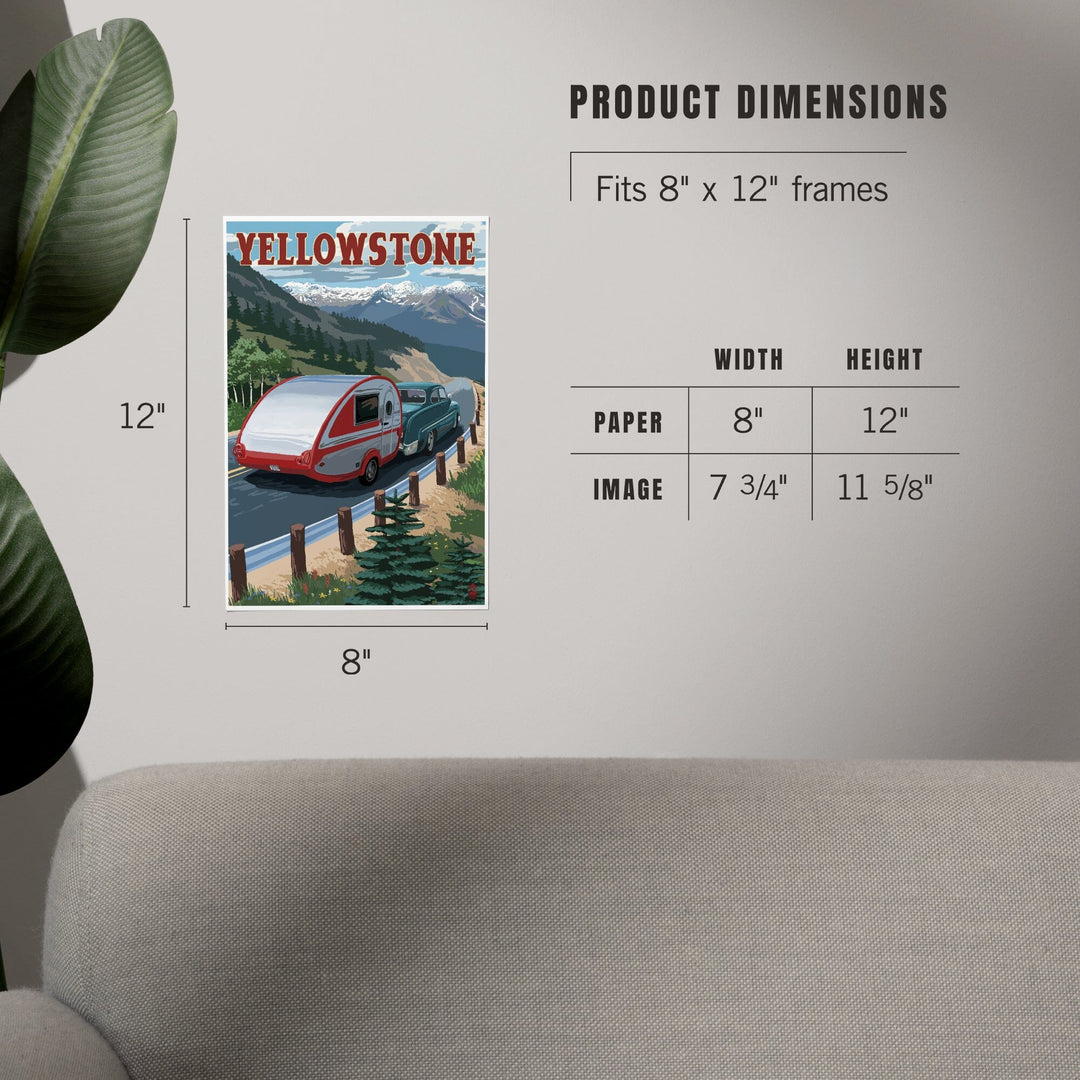 Yellowstone, Montana, Retro Camper, Art & Giclee Prints Art Lantern Press