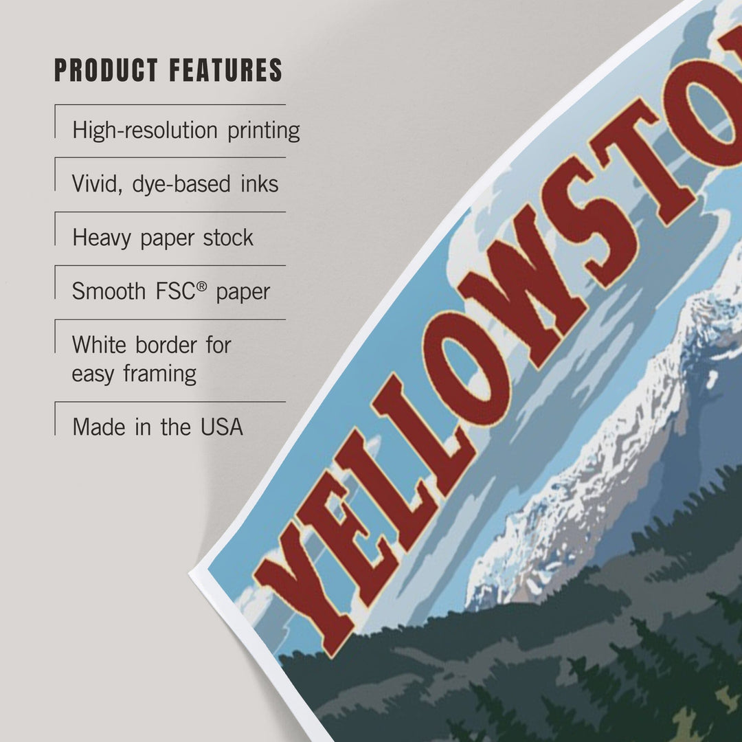 Yellowstone, Montana, Retro Camper, Art & Giclee Prints Art Lantern Press