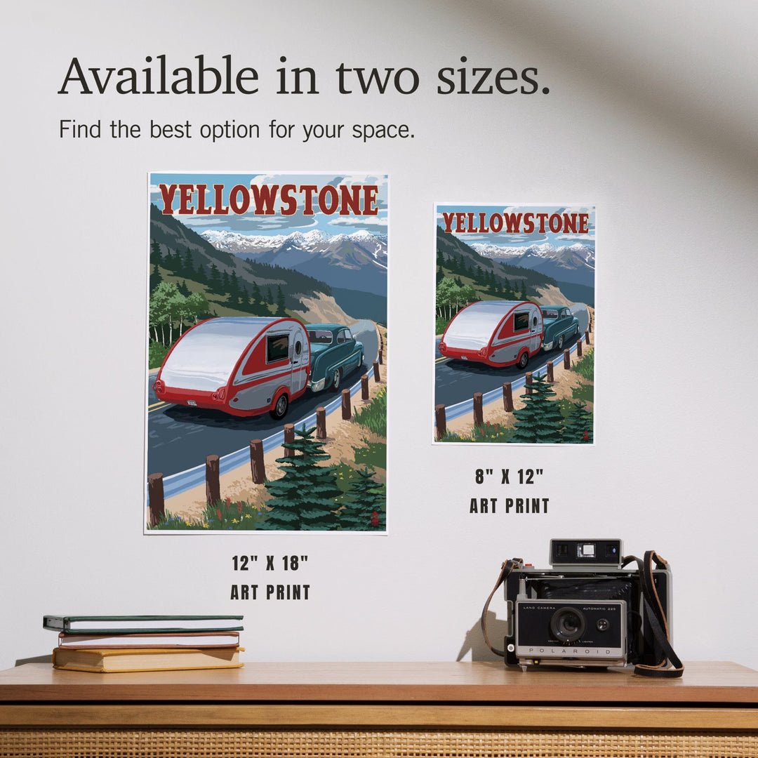 Yellowstone, Montana, Retro Camper, Art & Giclee Prints Art Lantern Press