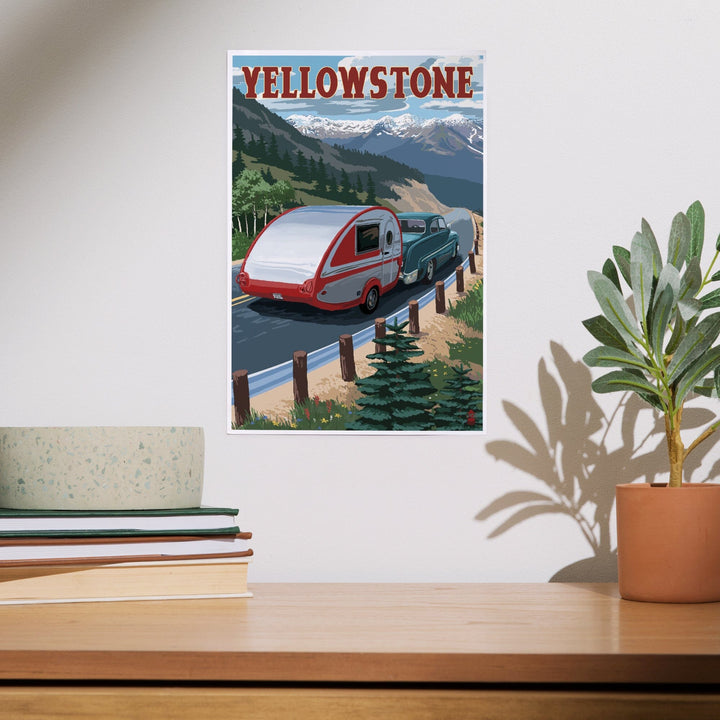 Yellowstone, Montana, Retro Camper, Art & Giclee Prints Art Lantern Press