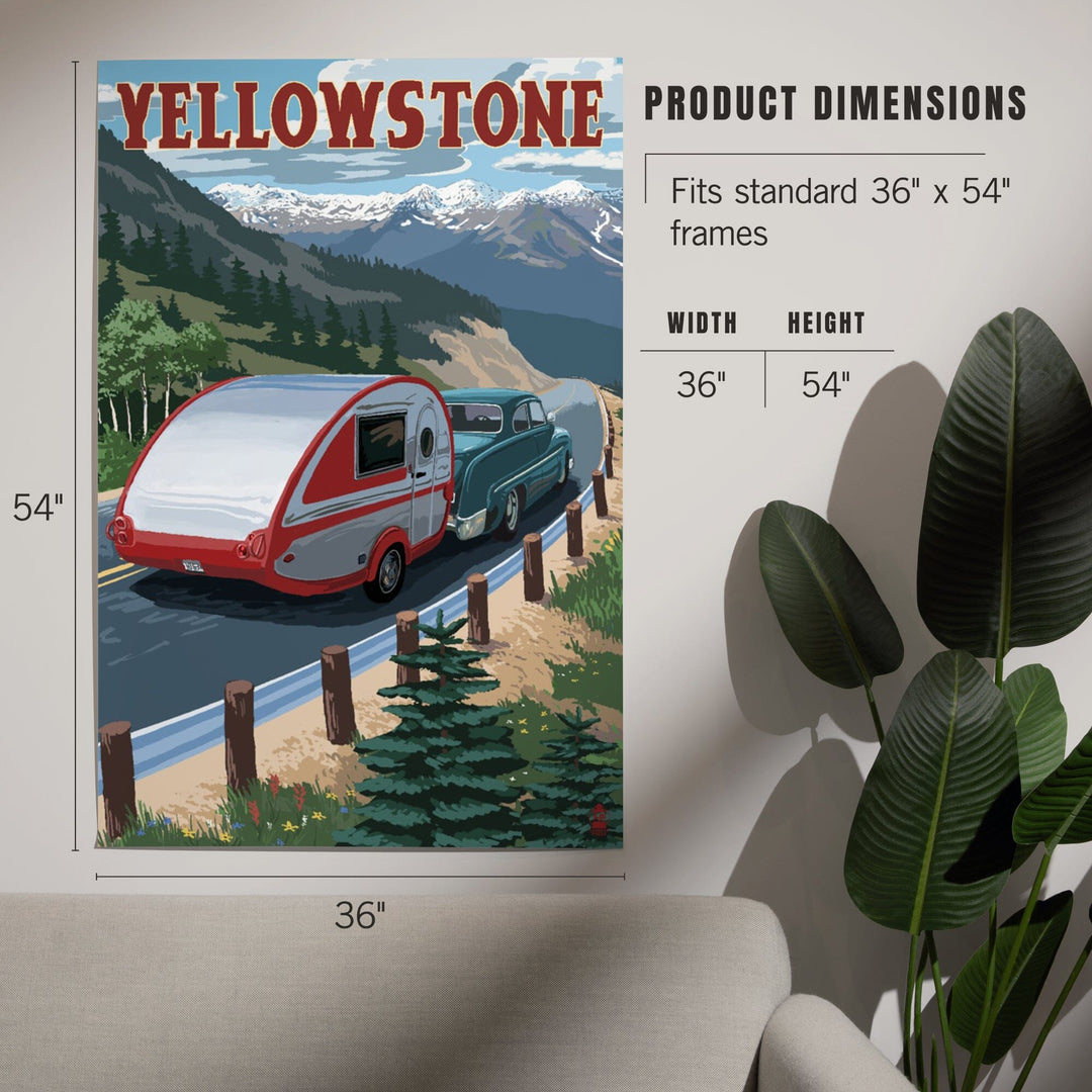 Yellowstone, Montana, Retro Camper, Art & Giclee Prints Art Lantern Press