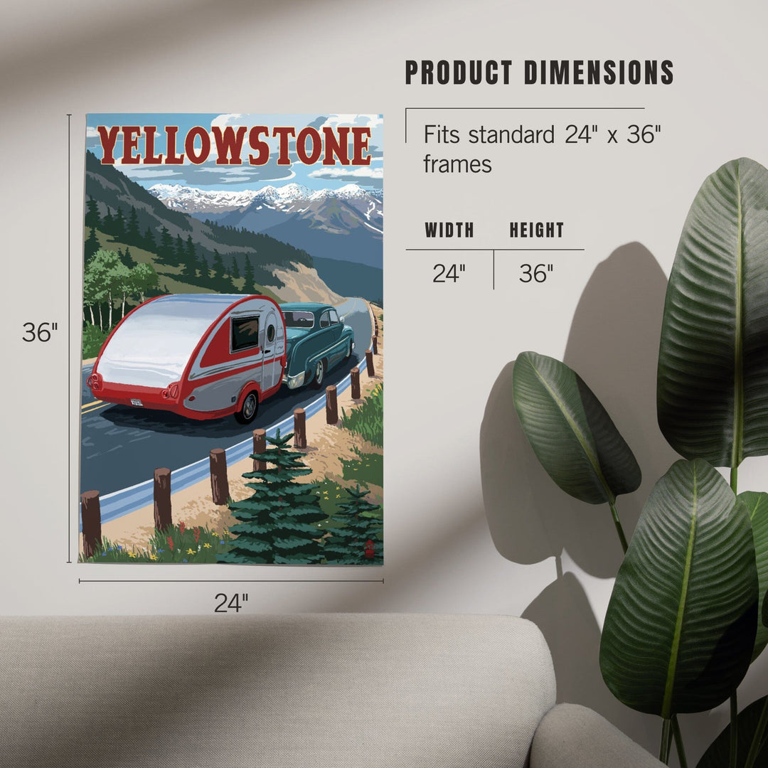 Yellowstone, Montana, Retro Camper, Art & Giclee Prints Art Lantern Press