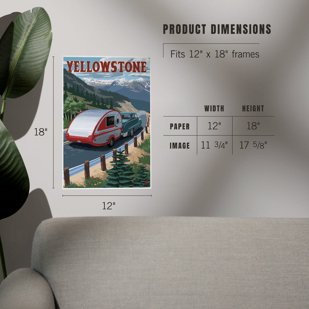 Yellowstone, Montana, Retro Camper, Art & Giclee Prints Art Lantern Press