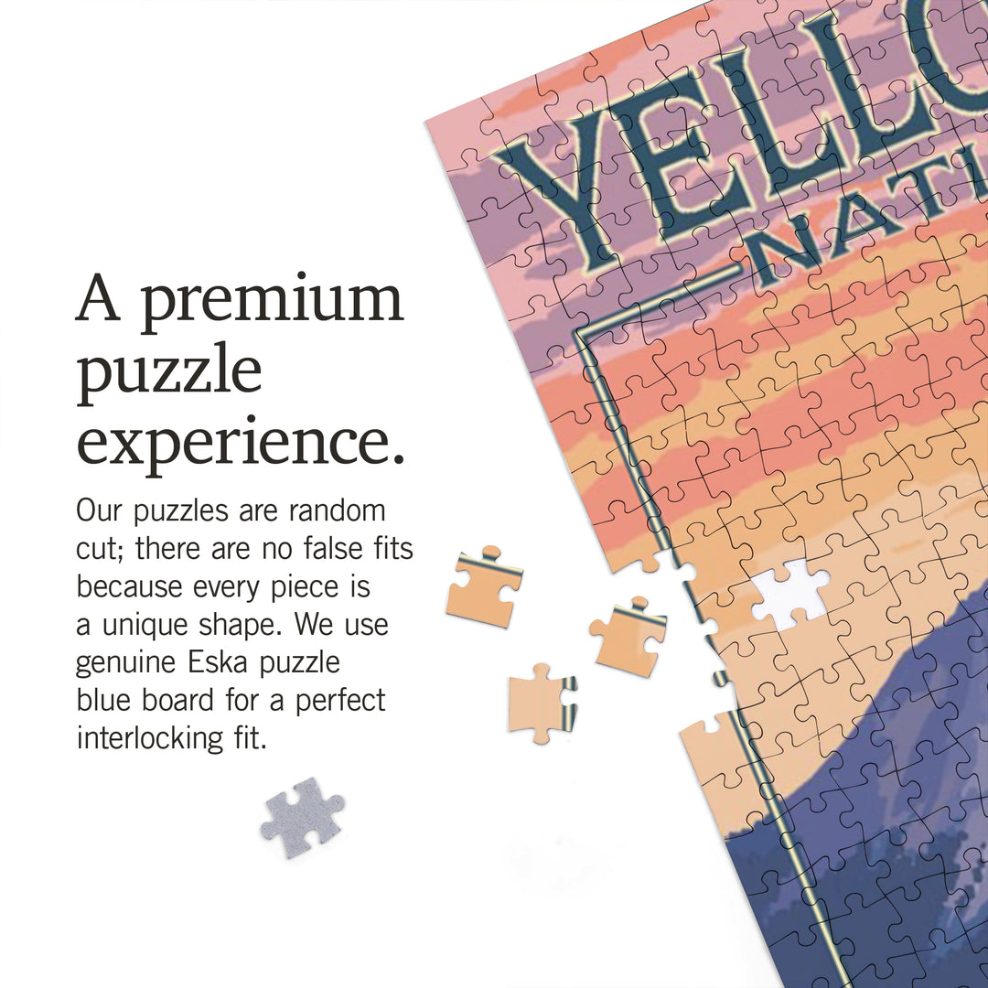 Yellowstone National Park, Bear and Spring Flowers, Jigsaw Puzzle Puzzle Lantern Press