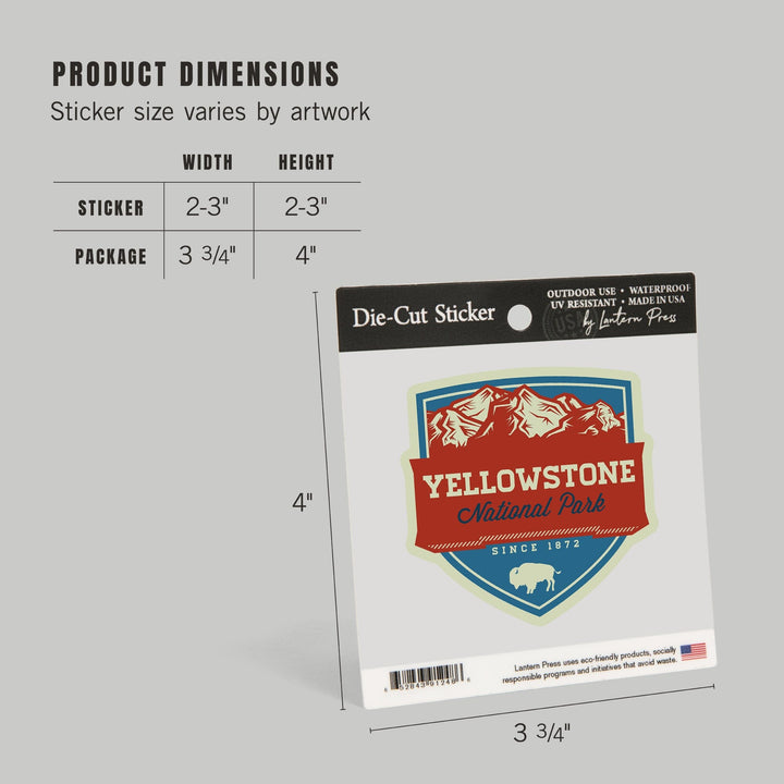 Yellowstone National Park, Contour, Lantern Press Artwork, Vinyl Sticker Sticker Lantern Press