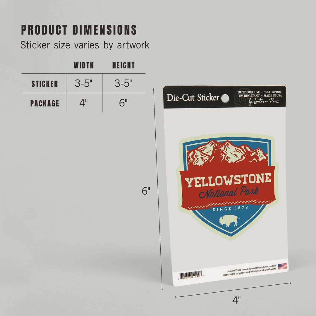 Yellowstone National Park, Contour, Lantern Press Artwork, Vinyl Sticker Sticker Lantern Press