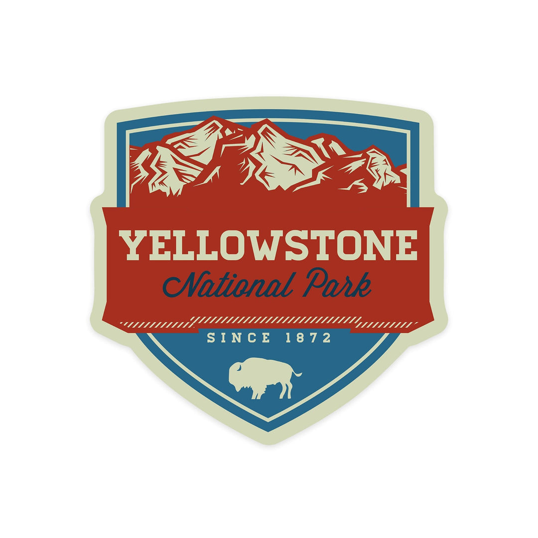 Yellowstone National Park, Contour, Lantern Press Artwork, Vinyl Sticker Sticker Lantern Press