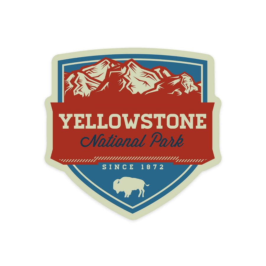 Yellowstone National Park, Contour, Lantern Press Artwork, Vinyl Sticker Sticker Lantern Press