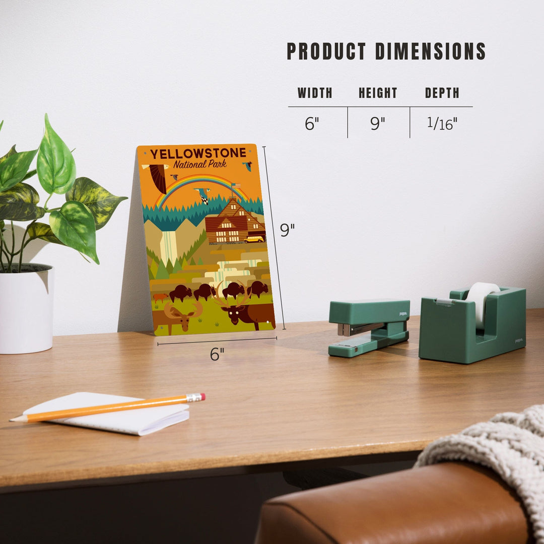 Yellowstone National Park, Geometric Experience Collection, Lodge, Metal Signs Metal Lantern Press