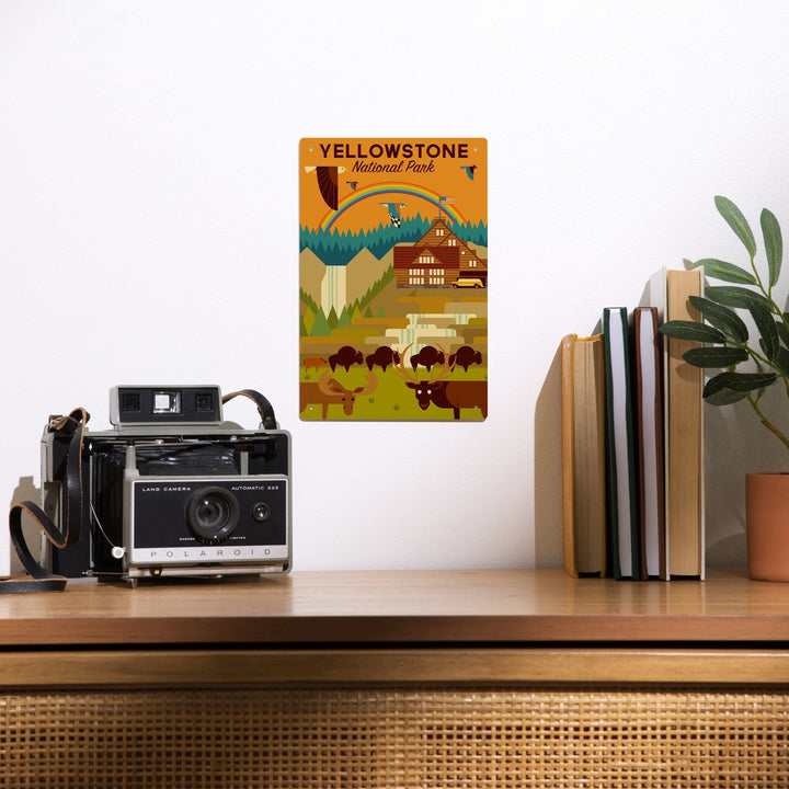 Yellowstone National Park, Geometric Experience Collection, Lodge, Metal Signs Metal Lantern Press