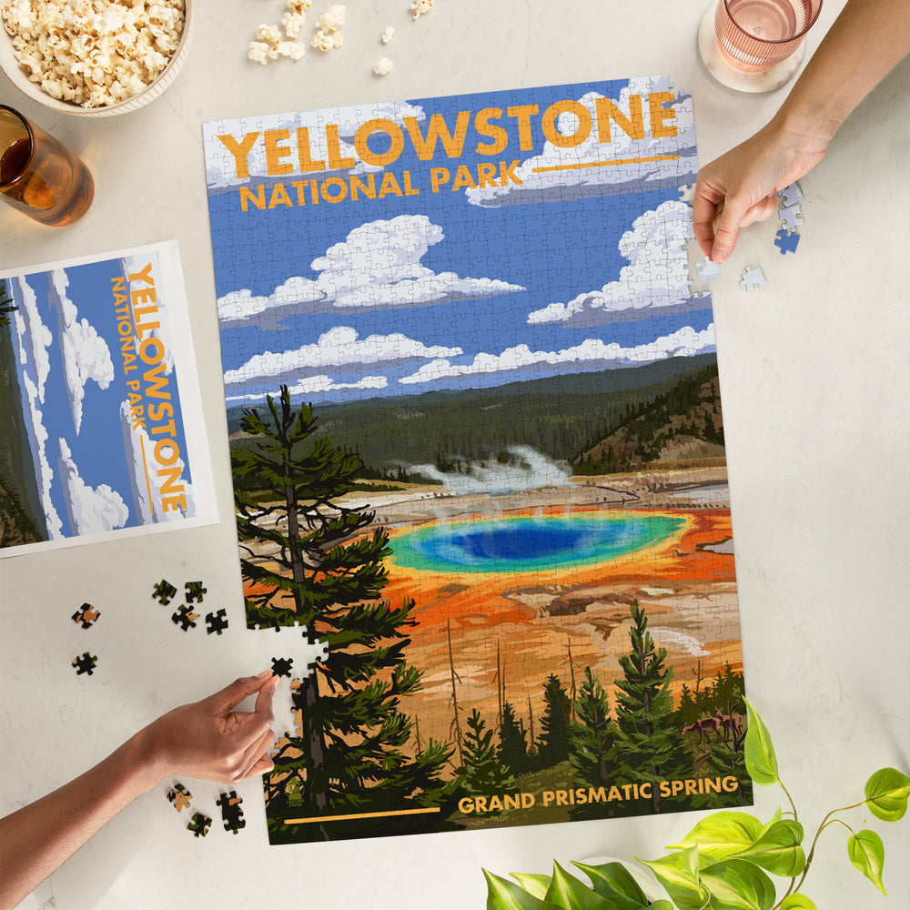 Yellowstone National Park, Grand Prismatic Spring, Jigsaw Puzzle Puzzle Lantern Press
