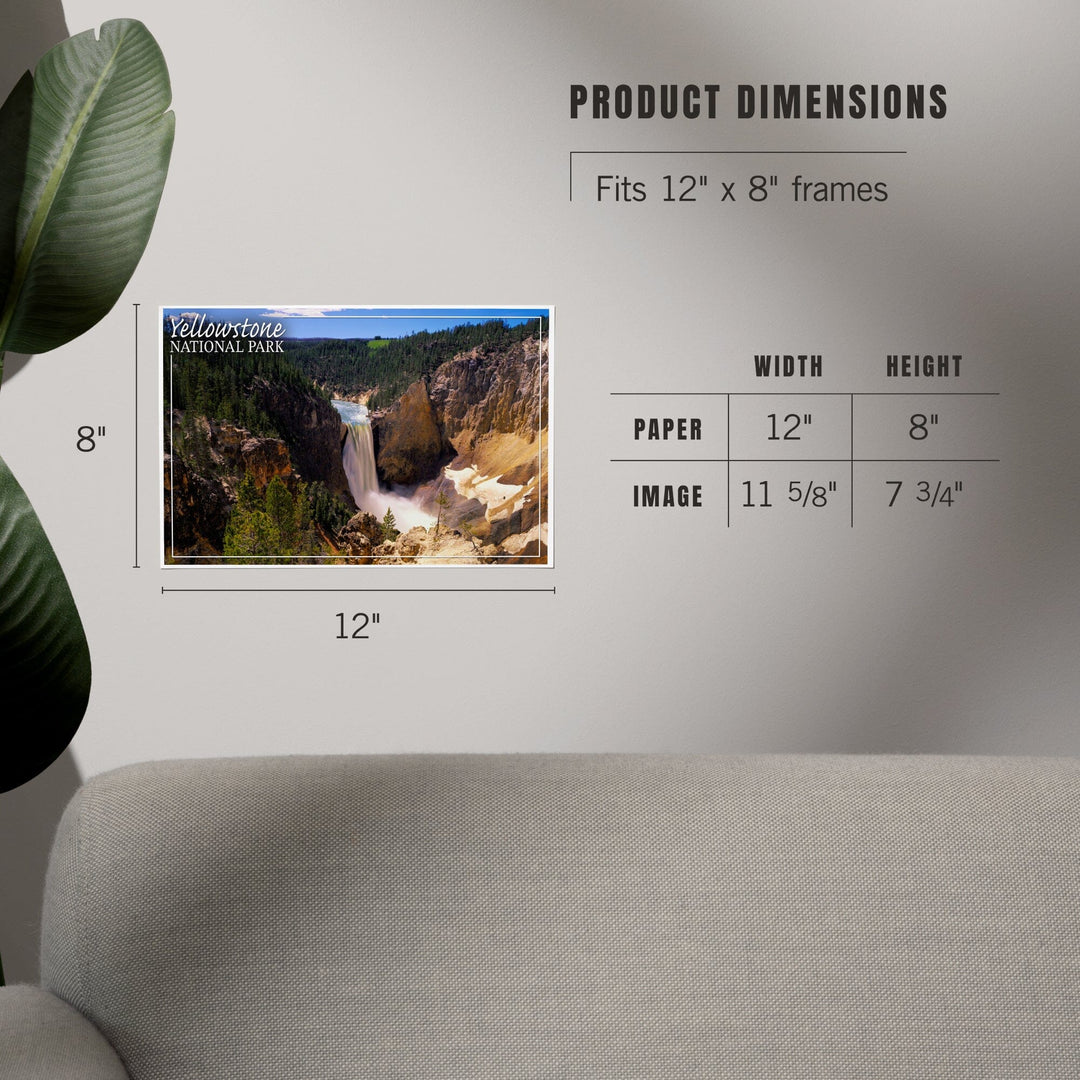 Yellowstone National Park, Lower Yellowstone Falls Aerial, Art & Giclee Prints Art Lantern Press