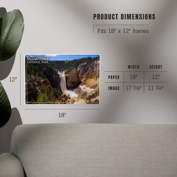 Yellowstone National Park, Lower Yellowstone Falls Aerial, Art & Giclee Prints Art Lantern Press