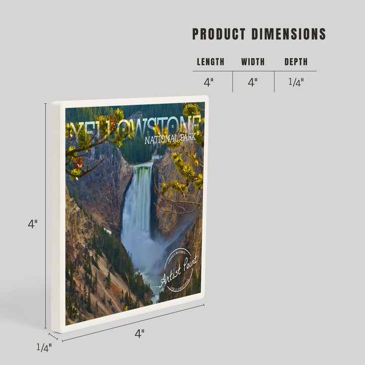 Yellowstone National Park, Lower Yellowstone Falls, Coasters Coasters Lantern Press
