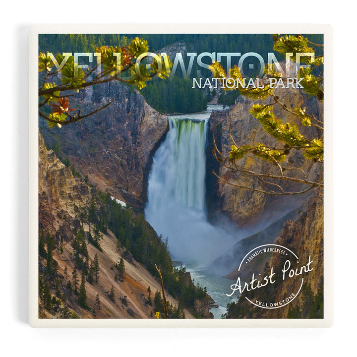 Yellowstone National Park, Lower Yellowstone Falls, Coasters Coasters Lantern Press