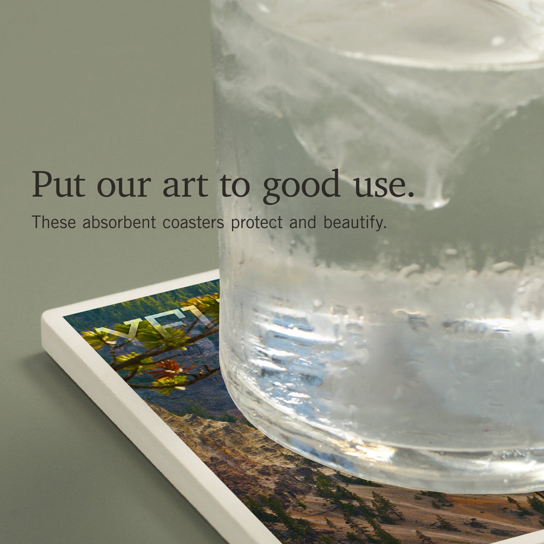 Yellowstone National Park, Lower Yellowstone Falls, Coasters Coasters Lantern Press