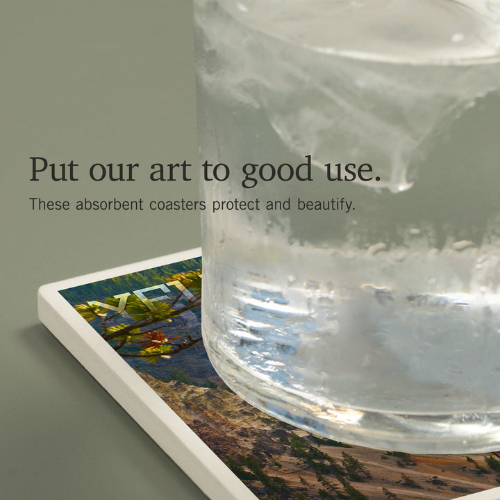 Yellowstone National Park, Lower Yellowstone Falls, Coasters Coasters Lantern Press