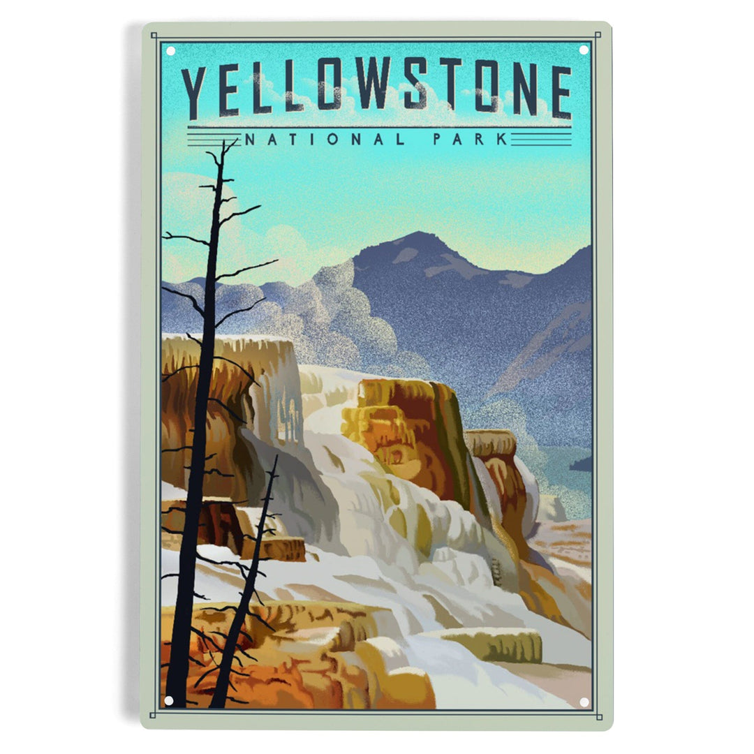 Yellowstone National Park, Mammoth Hot Springs, Lithograph National Park Series, Metal Signs Metal Lantern Press