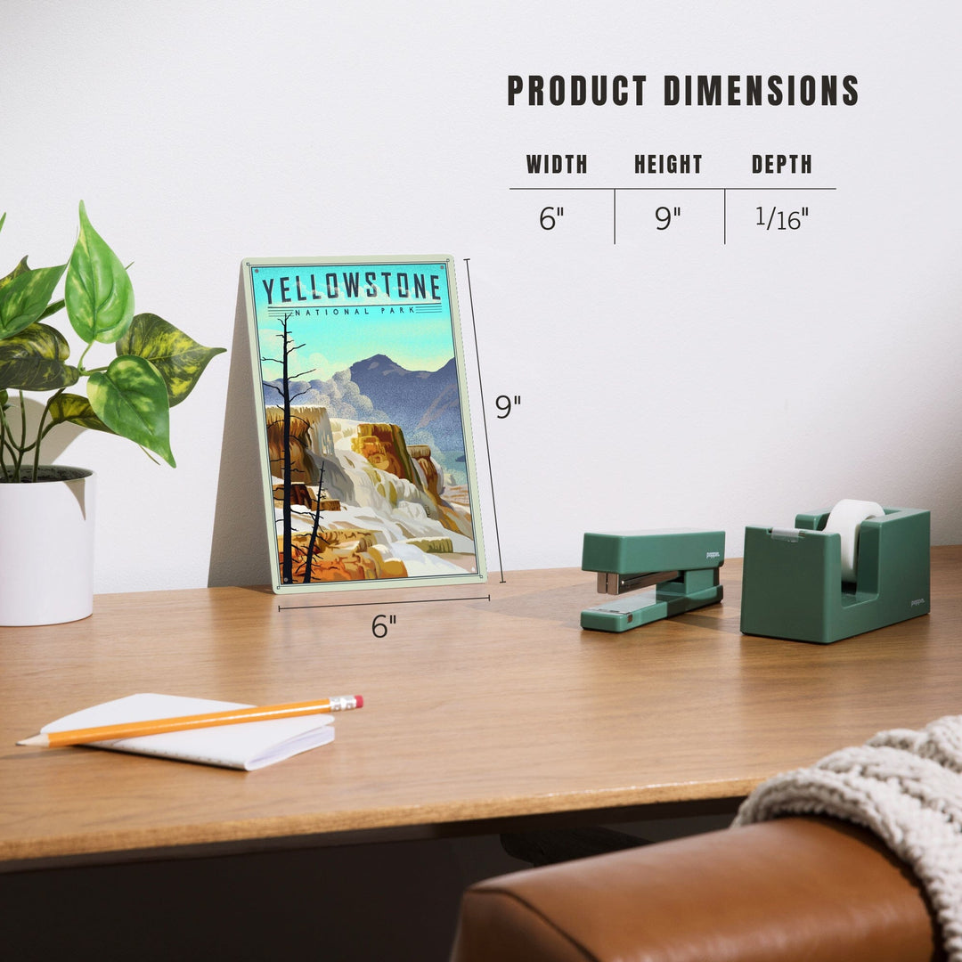 Yellowstone National Park, Mammoth Hot Springs, Lithograph National Park Series, Metal Signs Metal Lantern Press